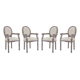 Emanate Dining Armchair Upholstered Fabric Set of 4 Beige EEI-3466-BEI