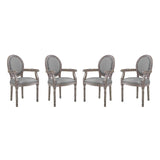 Emanate Dining Armchair Upholstered Fabric Set of 4 Light Gray EEI-3466-LGR