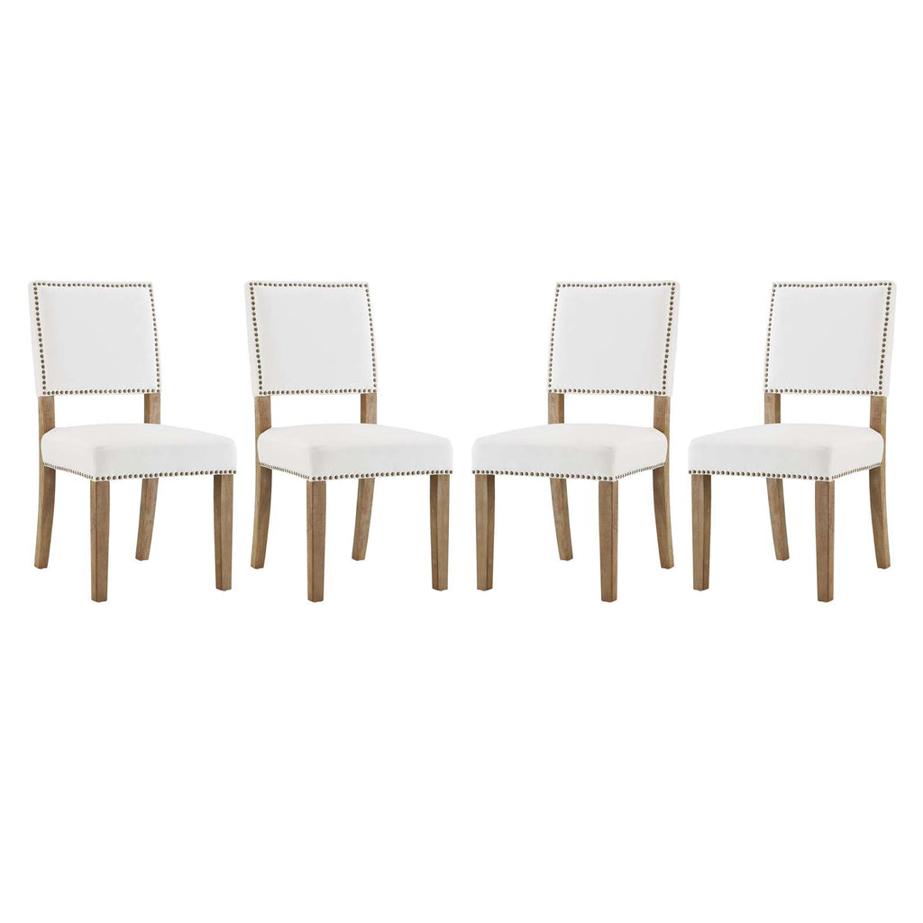 Oblige Dining Chair Wood Set of 4 Ivory EEI-3478-IVO