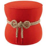 Beat Nautical Rope Upholstered Fabric Ottoman Atomic Red EEI-3483-ATO