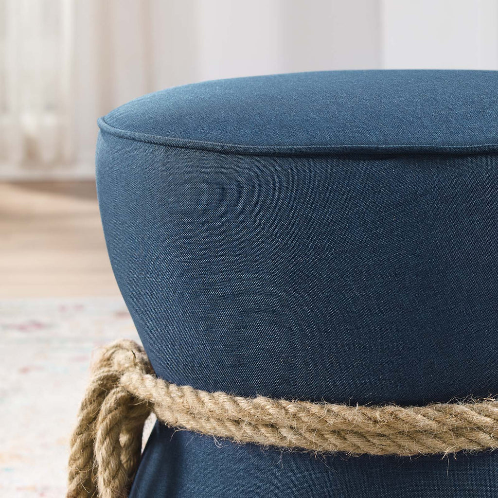 Beat Nautical Rope Upholstered Fabric Ottoman Blue EEI-3483-BLU