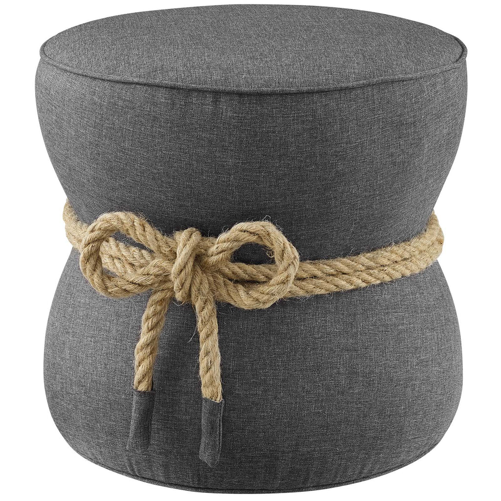 Beat Nautical Rope Upholstered Fabric Ottoman Gray EEI-3483-GRY