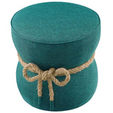 Beat Nautical Rope Upholstered Fabric Ottoman Teal EEI-3483-TEA