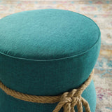 Beat Nautical Rope Upholstered Fabric Ottoman Teal EEI-3483-TEA