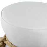 Beat Nautical Rope Upholstered Fabric Ottoman White EEI-3483-WHI