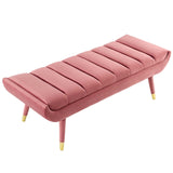 Guess Channel Tufted Performance Velvet Accent Bench Dusty Rose EEI-3484-DUS