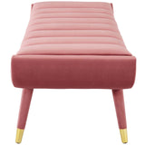 Guess Channel Tufted Performance Velvet Accent Bench Dusty Rose EEI-3484-DUS