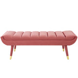 Guess Channel Tufted Performance Velvet Accent Bench Dusty Rose EEI-3484-DUS