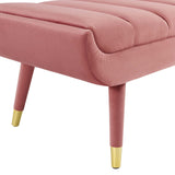 Guess Channel Tufted Performance Velvet Accent Bench Dusty Rose EEI-3484-DUS