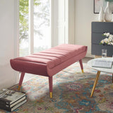 Guess Channel Tufted Performance Velvet Accent Bench Dusty Rose EEI-3484-DUS