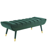 Guess Channel Tufted Performance Velvet Accent Bench Green EEI-3484-GRN