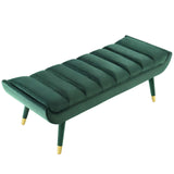 Guess Channel Tufted Performance Velvet Accent Bench Green EEI-3484-GRN