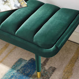 Guess Channel Tufted Performance Velvet Accent Bench Green EEI-3484-GRN