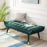 Guess Channel Tufted Performance Velvet Accent Bench Green EEI-3484-GRN