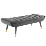 Guess Channel Tufted Performance Velvet Accent Bench Gray EEI-3484-GRY