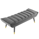 Guess Channel Tufted Performance Velvet Accent Bench Gray EEI-3484-GRY