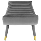 Guess Channel Tufted Performance Velvet Accent Bench Gray EEI-3484-GRY