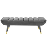 Guess Channel Tufted Performance Velvet Accent Bench Gray EEI-3484-GRY