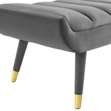 Guess Channel Tufted Performance Velvet Accent Bench Gray EEI-3484-GRY