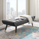 Guess Channel Tufted Performance Velvet Accent Bench Gray EEI-3484-GRY