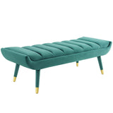 Guess Channel Tufted Performance Velvet Accent Bench Teal EEI-3484-TEA