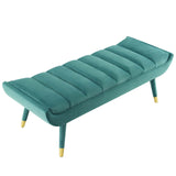 Guess Channel Tufted Performance Velvet Accent Bench Teal EEI-3484-TEA