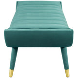 Guess Channel Tufted Performance Velvet Accent Bench Teal EEI-3484-TEA