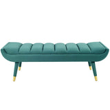 Guess Channel Tufted Performance Velvet Accent Bench Teal EEI-3484-TEA