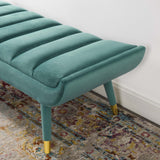 Guess Channel Tufted Performance Velvet Accent Bench Teal EEI-3484-TEA