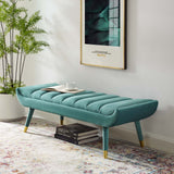 Guess Channel Tufted Performance Velvet Accent Bench Teal EEI-3484-TEA