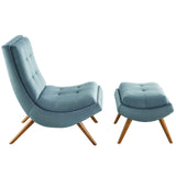 Ramp Upholstered Performance Velvet Lounge Chair and Ottoman Set Light Blue EEI-3487-LBU