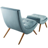 Ramp Upholstered Performance Velvet Lounge Chair and Ottoman Set Light Blue EEI-3487-LBU