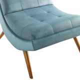 Ramp Upholstered Performance Velvet Lounge Chair and Ottoman Set Light Blue EEI-3487-LBU