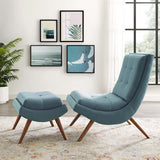 Ramp Upholstered Performance Velvet Lounge Chair and Ottoman Set Light Blue EEI-3487-LBU