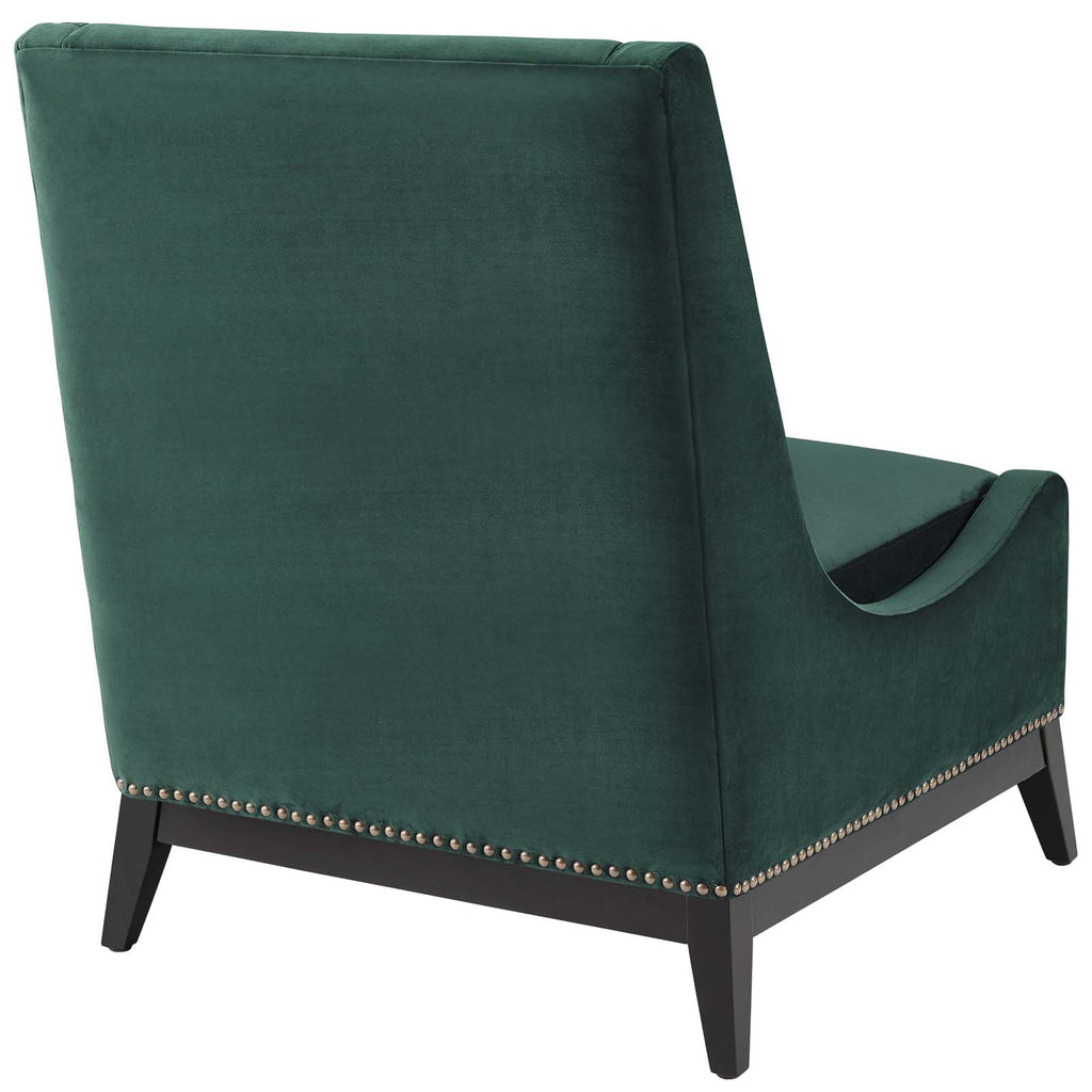 Confident Accent Upholstered Performance Velvet Lounge Chair Green EEI-3488-GRN