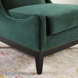 Confident Accent Upholstered Performance Velvet Lounge Chair Green EEI-3488-GRN