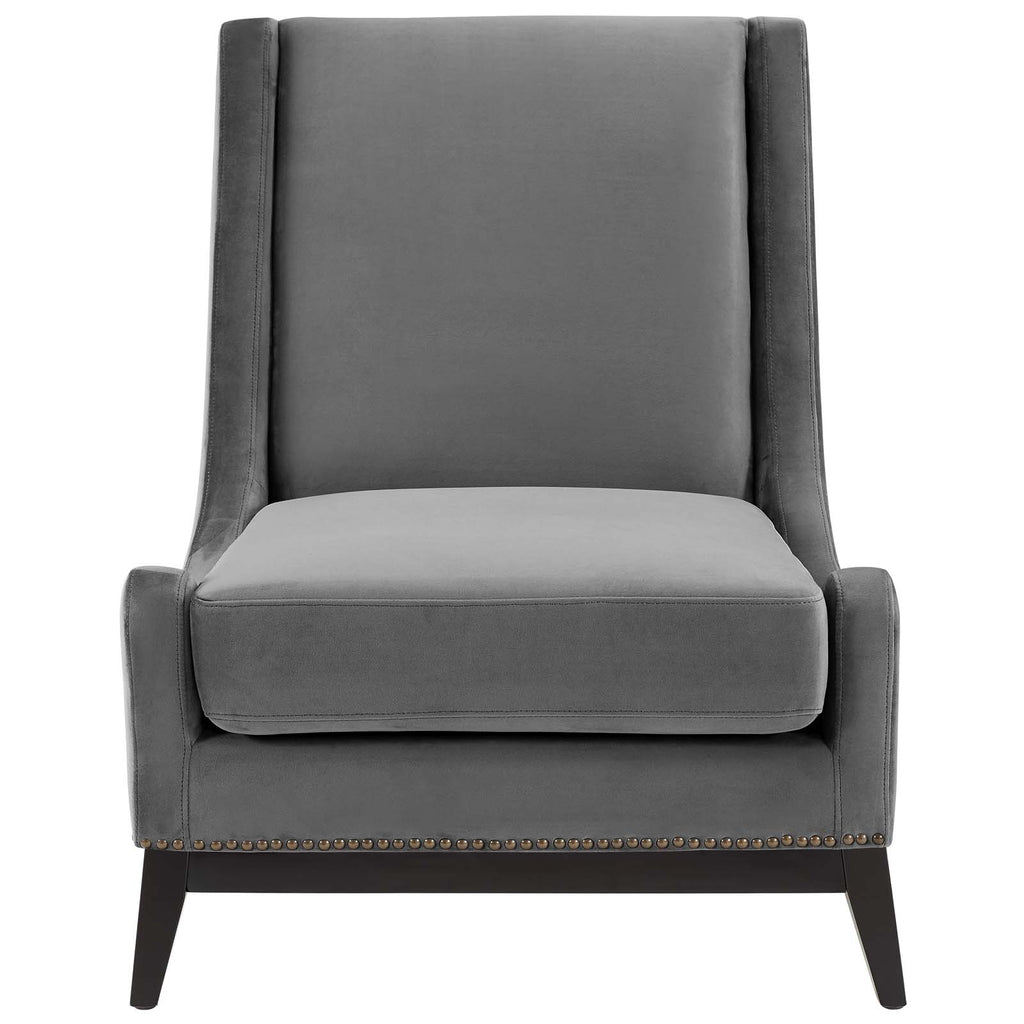 Confident Accent Upholstered Performance Velvet Lounge Chair Gray EEI-3488-GRY