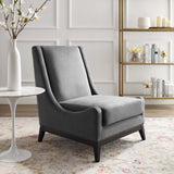 Confident Accent Upholstered Performance Velvet Lounge Chair Gray EEI-3488-GRY
