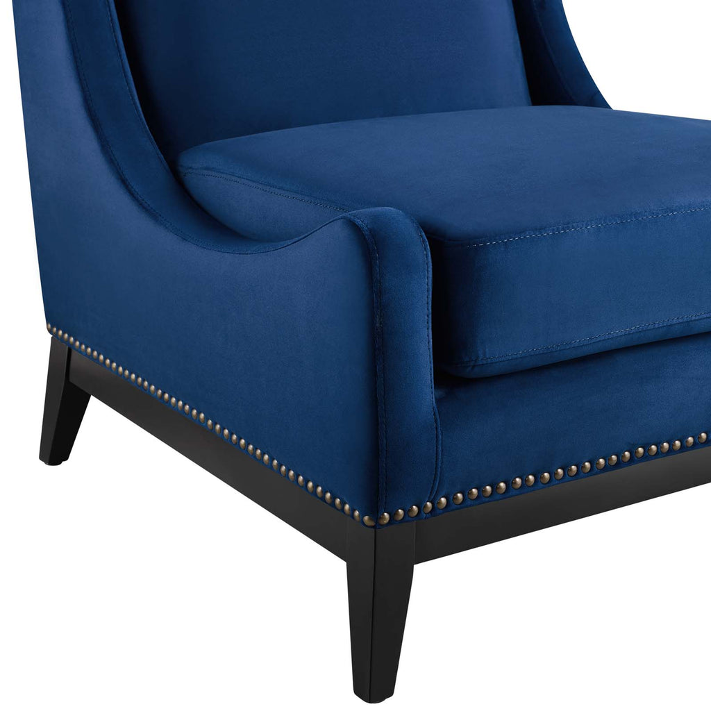 Confident Accent Upholstered Performance Velvet Lounge Chair Navy EEI-3488-NAV