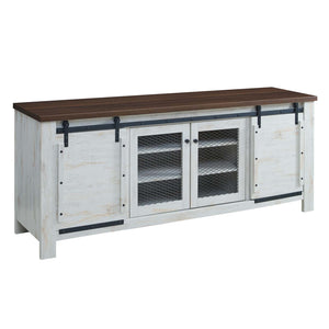 Bennington 71" Rustic Sliding Door TV Stand White EEI-3490-WHI