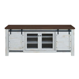 Bennington 71" Rustic Sliding Door TV Stand White EEI-3490-WHI