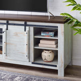 Bennington 71" Rustic Sliding Door TV Stand White EEI-3490-WHI