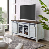 Bennington 71" Rustic Sliding Door TV Stand White EEI-3490-WHI