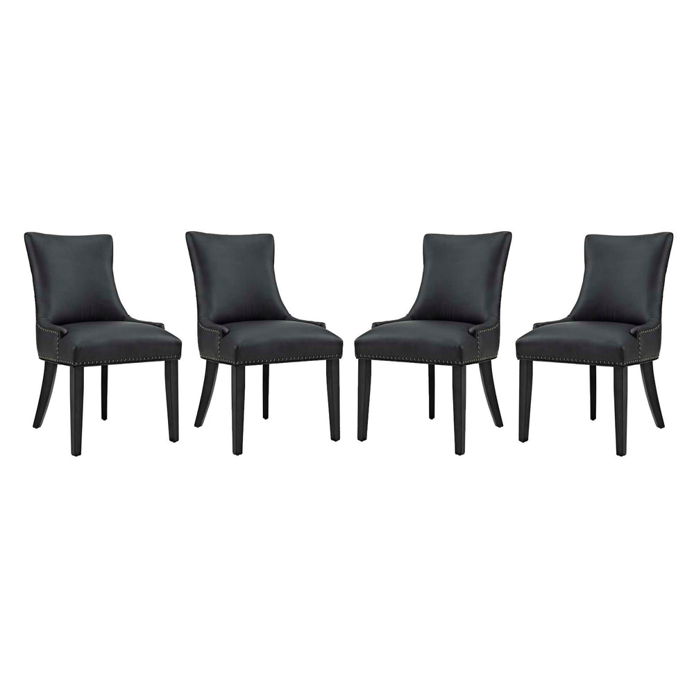 Marquis Dining Chair Faux Leather Set of 4 Black EEI-3499-BLK