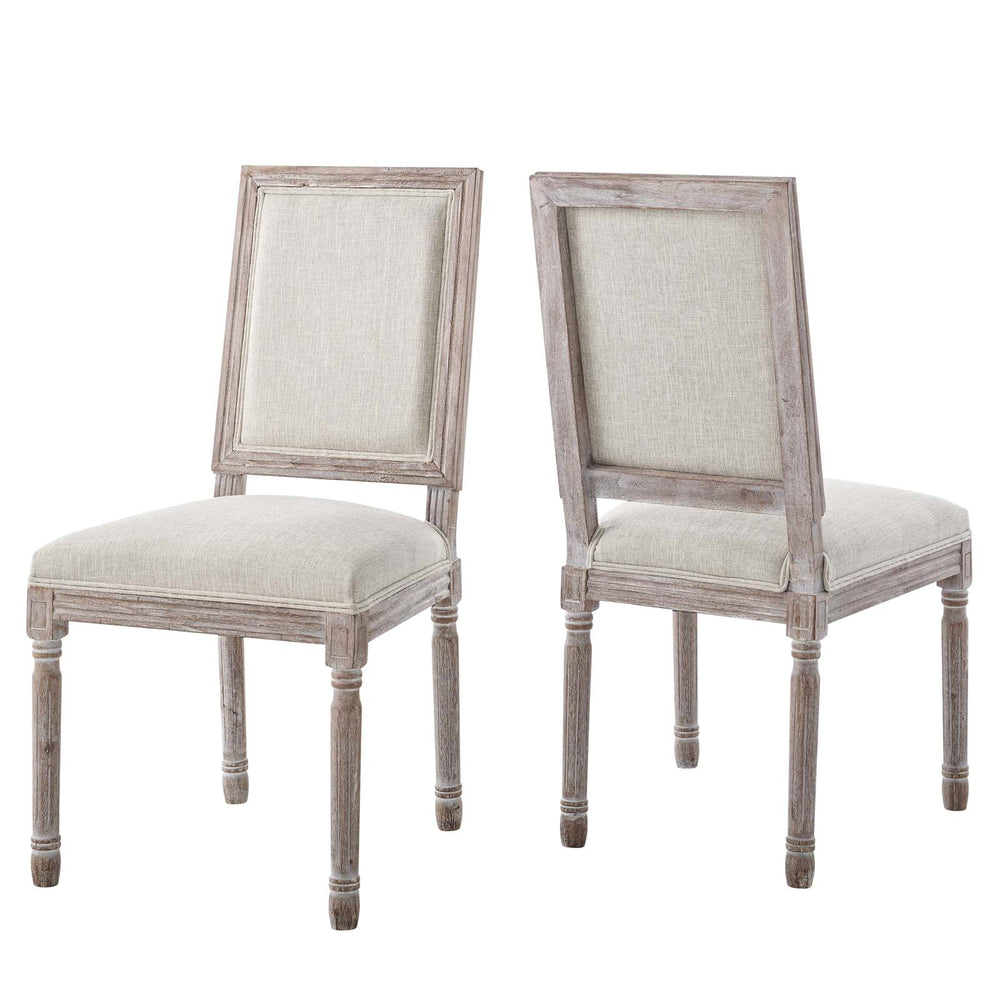 Court Dining Side Chair Upholstered Fabric Set of 2 Beige EEI-3500-BEI