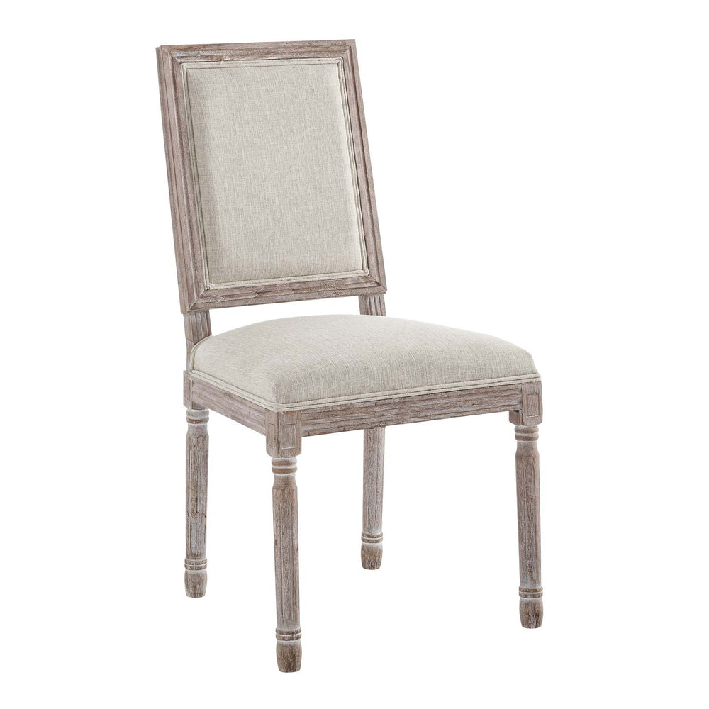 Court Dining Side Chair Upholstered Fabric Set of 2 Beige EEI-3500-BEI