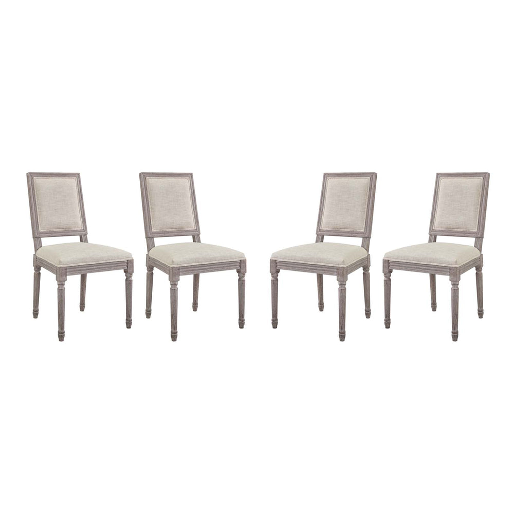 Court Dining Side Chair Upholstered Fabric Set of 4 Beige EEI-3501-BEI