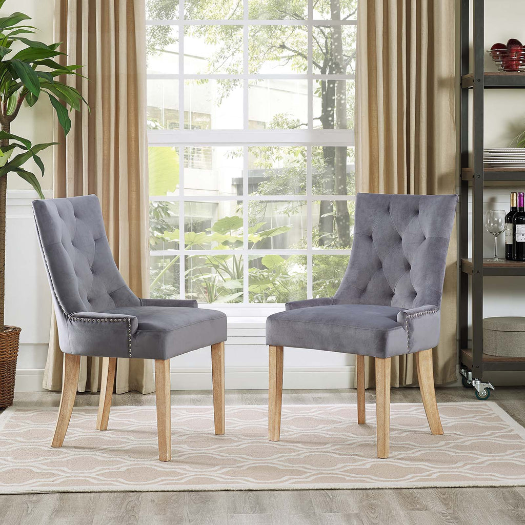 Pose Dining Chair Performance Velvet Set of 2 Gray EEI-3504-GRY