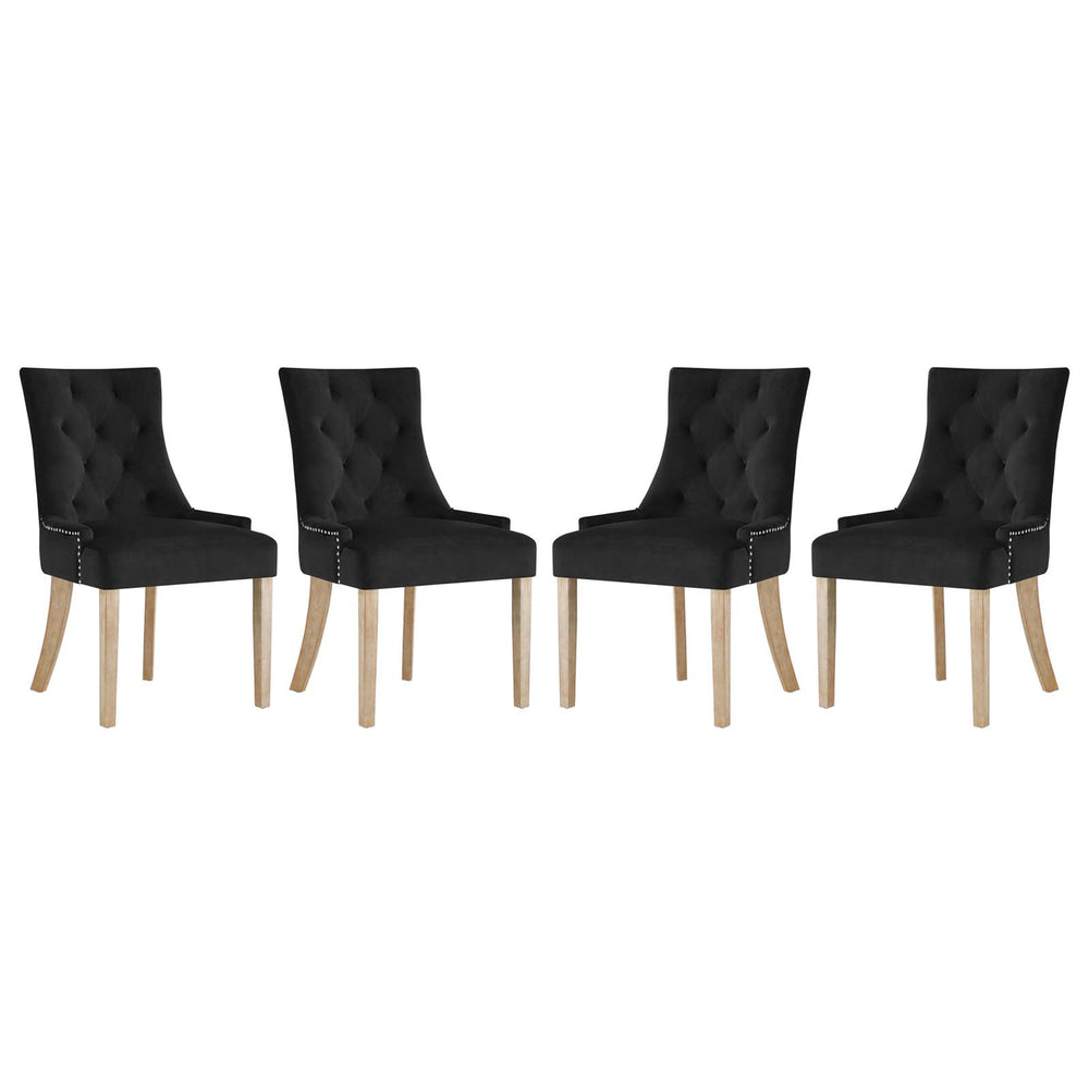 Pose Dining Chair Performance Velvet Set of 4 Black EEI-3505-BLK