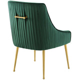 Discern Pleated Back Upholstered Performance Velvet Dining Chair Green EEI-3509-GRN